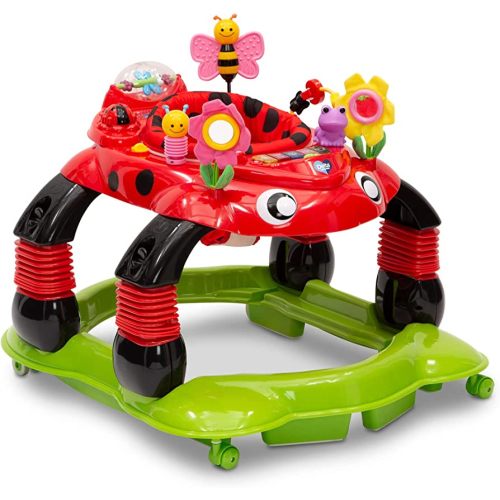Delta Children Lil Play Station 4-in-1 Activity Walker - Rocker, Activity Center, Bouncer, Walker - Adjustable Seat Height - Fun Toys for Baby, Sadie the Ladybug