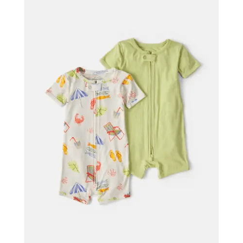 Baby 2-Pack Beach PurelySoft™ 1-Piece Pajama - Green/Ivory | Carter's