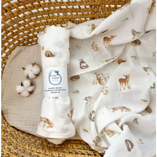 Forest animals swaddle blanket, Forest baby muslin swaddle wrap, Neutral baby boy swaddle baby girl swaddle, Newbaby baby shower gift