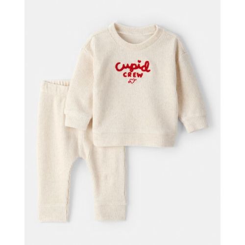 Baby Valentine's Day Cupid Crew 2-Piece Long-Sleeve Tee & Pant Set - Ivory | Carter's