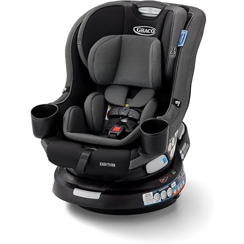 Graco EasyTurn 360 2-in-1 Convertible Car Seat, 360 Degree Rotating Infant to Toddler Rotating Car Seat, 2 Modes Forward and Rear Facing, Slim Design, Cyran