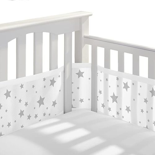 BreathableBaby Breathable Mesh Liner for Full-Size Cribs, Classic 3mm Mesh, Starlight (Size 4FS Covers 3 or 4 Sides)