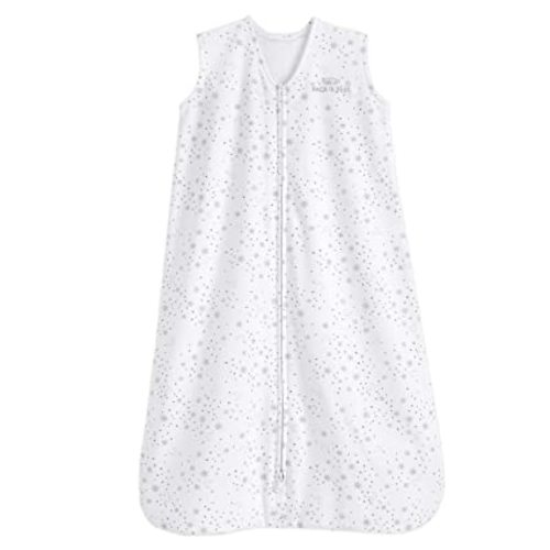 HALO SleepSack, 100% Cotton Wearable Blanket, Swaddle Transition Sleeping Bag, TOG 0.5, Midnight Moons-grey, Small, 0-6 Months