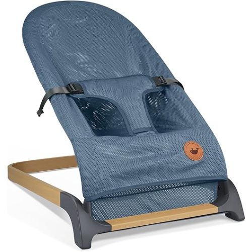 ANGELBLISS Baby Bouncer, Portable Bouncer Seat for Babies, Infants Bouncy Seat with Mesh Fabric, Natural Vibrations (Blue)