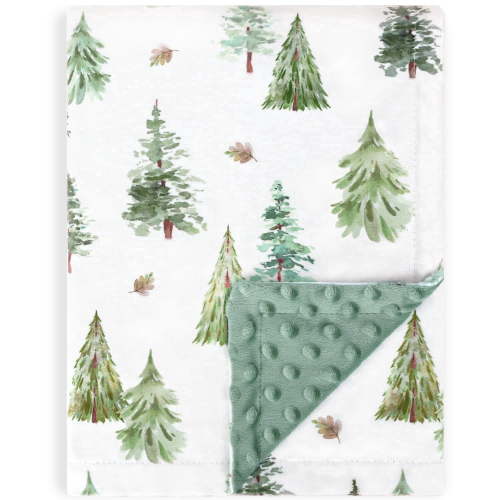 HOMRITAR Baby Blanket for Boys, Soft, Lightweight, Double Layer Dotted, Green Pine, 30x40Inch