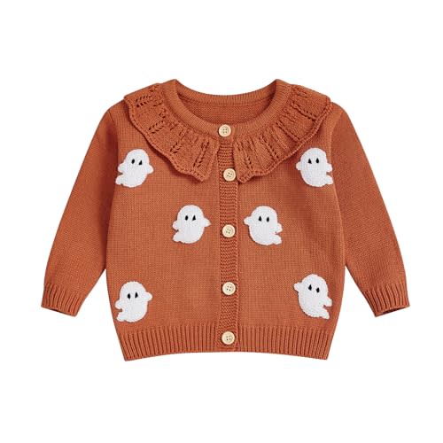 Toddler Girl Cardigan Sweater Solid Color Button Up Lapel Chunky Sweaters Blouse Jacket Infant Baby Knitted Clothes