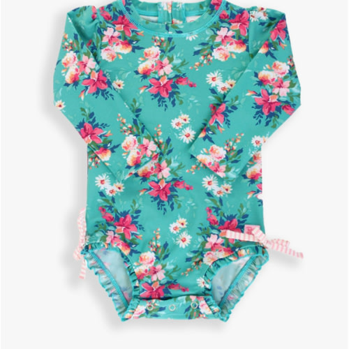 Long Sleeve Zipper Rash Guard 2-Piece | RuffleButts & RuggedButts