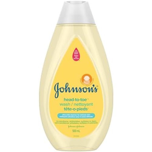 Johnson's Head-to-Toe Gentle Baby Body Wash & Shampoo, Tear-Free, Sulfate-Free & Hypoallergenic Bath Wash & Shampoo for Baby's Sensitive Skin & Hair, Washes Away 99.9% of Germs 16.9 fl. oz