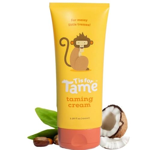 T is for Tame - Hair Taming Cream for Kids - All-Natural for Frizz & Flyways, Coconut Oil Leave in Cream - Safe for Babies & Toddlers - Not Sticky - All Hair Types - 3.38 fl oz - Made in the USA