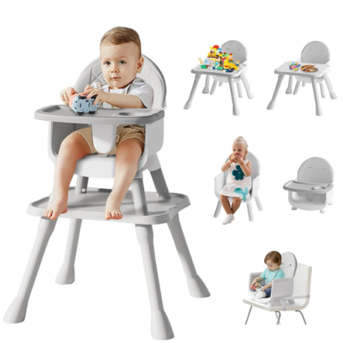 6 in 1 Baby High Chair for Babies and Toddlers, Booster Seat, Kids Learning Table & Chair (Grey)