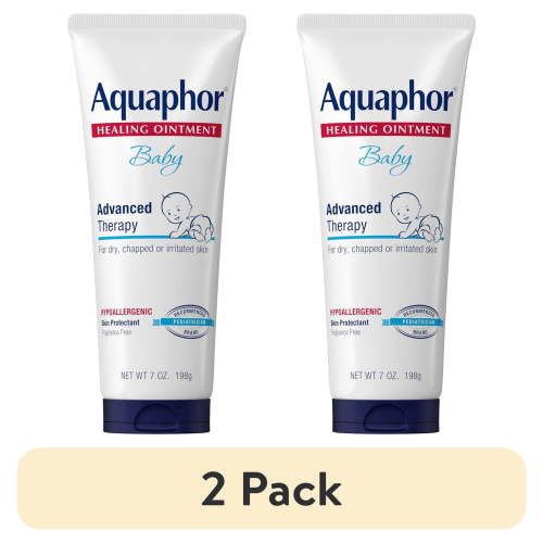 (2 pack) Aquaphor Baby Healing Ointment for Teething, Drool and Diaper Rash, Hypoallergenic, 7 oz