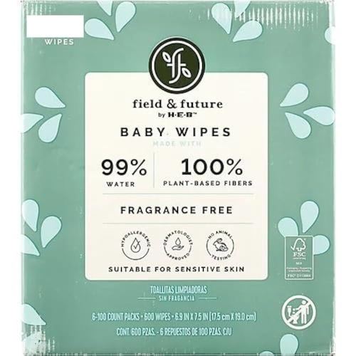 Field & Future by H‑E‑B 99% Water Baby Wipes, 96 pk(pack of 2) Total 192 Suitable for sensitive skin and eczema-prone skin