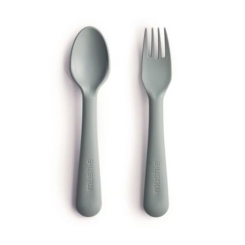 Mushie 2-Piece Fork and Spoon Set in Sage - SAGE - 2 PIECE