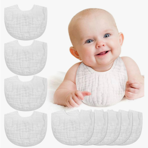 Tatuo 10 Pcs Muslin Baby Bibs White Adjustable Drool Bandana for Newborn Baby Boy Girl Absorbent Soft Bandana Bibs Bulk for Drooling and Teething Machine Washable