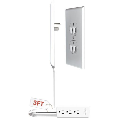 Sleek Socket Original & Patented Ultra-Thin Outlet Concealer with Cord Concealer Kit, Flat Extension Cord with Multi Outlets Power Strip, Ideal for Home Improvement, Hide Bulky and Messy Cords