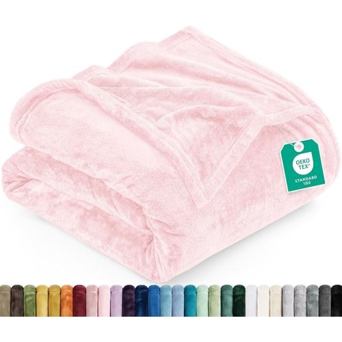 Utopia Bedding Ultra Soft Fleece Bed Blanket Queen Size Pink (90x90 Inches)