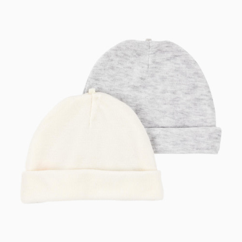 Carter's PurelySoft 2-Pack Caps - Cream & Gray, 0-3 M