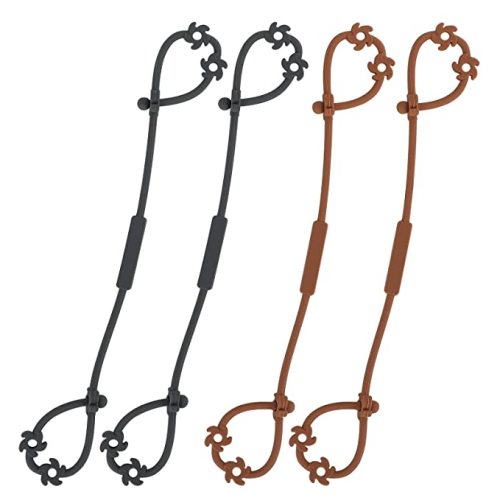 Toy Safety Straps, Food Grade Silicone Pacifier Clips Sippy Cup Strap Stretchable Adjustable for Strollers, High Chair, Cribs, Hanging Baskets, 4 Pack (Clay x2 / Dark Grey x2)