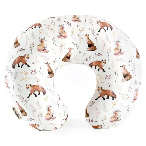 GRSSDER Nursing Pillow Cover Stretchy Minky Removable Nursing Covers for Breastfeeding Pillows, Ultra Soft Comfortable Slipcover for Girls, Pretty Fox Pattern
