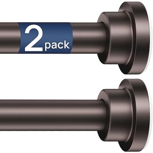 ENJOYBASICS 2 Pack Adjustable Spring Tension Curtain Rods 32 to 54 Inches, Stainless Steel Bronze Shower Rod No Drilling for Window, Bathroom, Closet, Room Divider, 7/8" Diameter