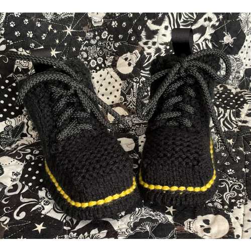 Baby Goth Knits Originals. Dr Marten style Knitted Boots. Various sizes in Black