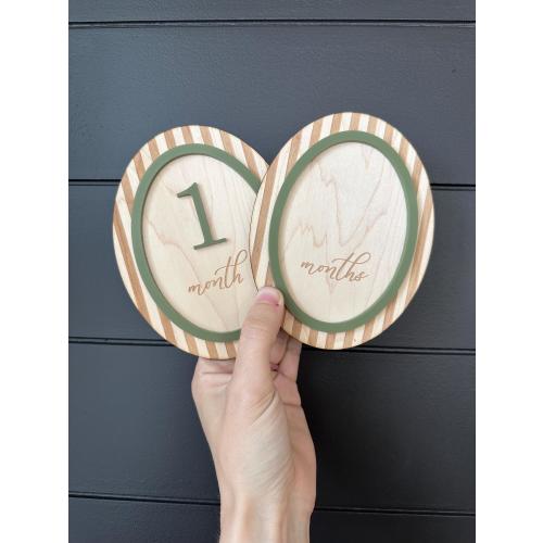 Olive Green • Striped Baby Name Sign | Striped Baby Monthly Milestones | Baby Announcement | Baby Monthly Milestones