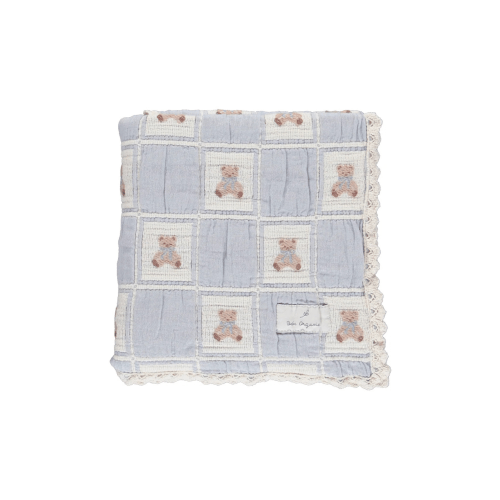 Blue Teddy Bear Patchwork Blanket