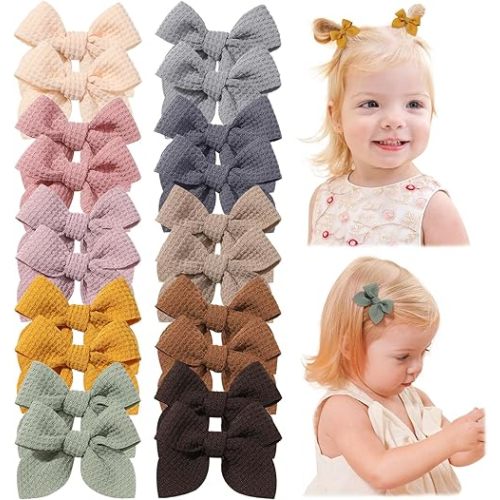 Jollybows 20pcs Baby Hair Clips Girls Bows 2" Mini Fable Alligator Clip Toddler Pigtail Bow Fine Hair Clip