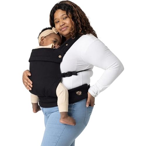 Mabē Monarch Ergonomic Baby Carrier – Premium Cotton Soft Structured Newborn to Toddler Carrier with Hip-Healthy Design, 3 Carry Positions (7-35lbs), Lightweight & Breathable, (Ebony)