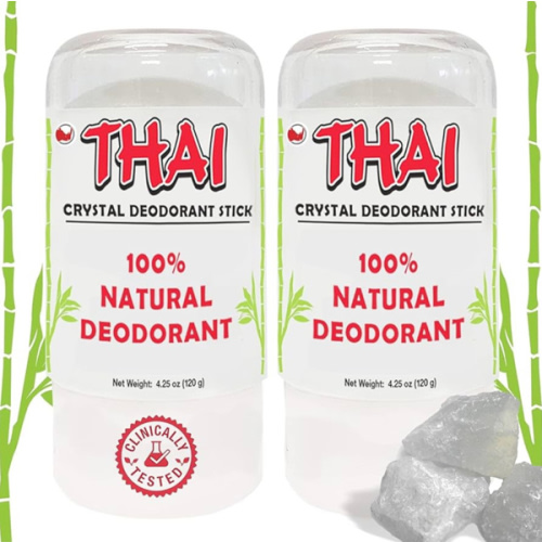 2-PACK Thai Deodorant Stones - Clinically Tested - Crafted in USA - Dermatologist Approved Natural Crystal Salt Odor Protection for Men, Women & Teens