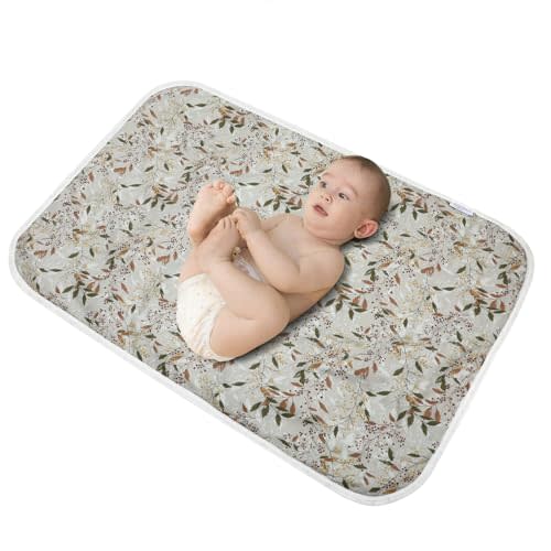 Baby Diaper Changing Pad, 21 5/8" x 31.5" Waterproof Changing Pad Liners - Reusable Soft and Absorbent Portable Changing Mat(Leaf1PCS)