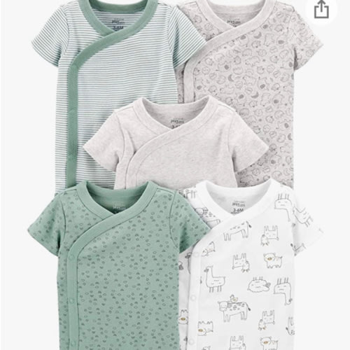 Simple Joys by Carter's Unisex Babies' Short Sleeve Side Snap Bodysuit, Pack of 5