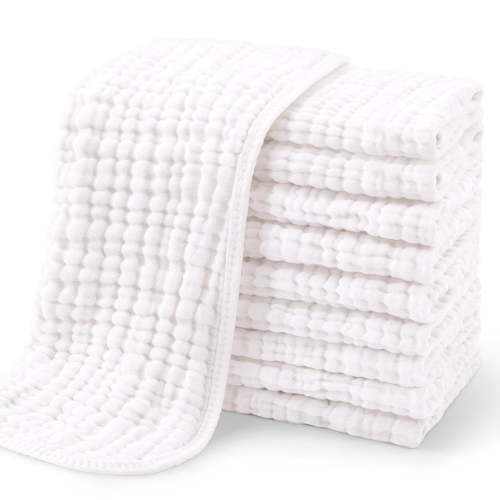 10 Pack Muslin Burp Cloths 100% Cotton Muslin Cloths Large 20''x10'' Extra Soft and Absorbent Baby Burping Cloth - White 10x20 Inch (Pack of 10)