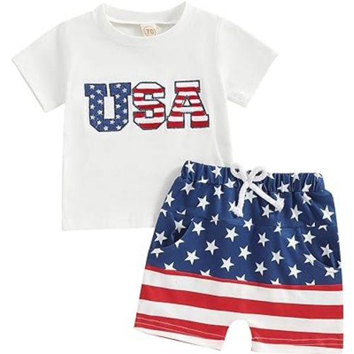 Kupretty Baby Boy Clothes Toddler Summer Outfit Short Sleeve T-Shirt Tee Tops + Shorts 6 12 18 24 Months 2T 3T Clothing Set