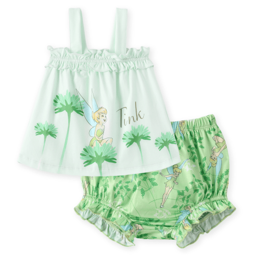 Disney Tinker Bell Baby Girls Easter Outfit Set, Green Graphic Tank Top Tee and Fairy Bloomers Shorts Gifts Sets Newborn