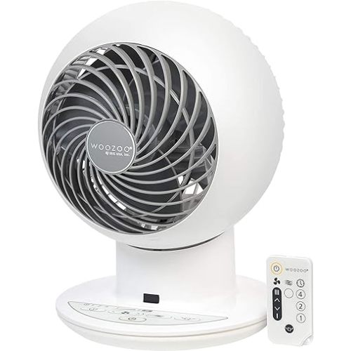 IRIS USA WOOZOO Air Circulator Fan with Remote, Oscillating, 5 Speeds, Quiet Motor, Small Fan for Bedroom, Office, Dorm, White