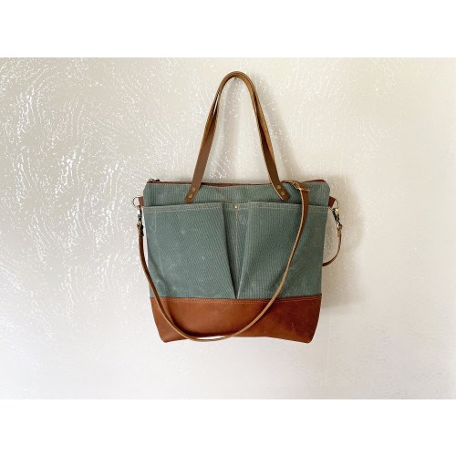 Waxed Canvas Diaper Tote Bag / Large Work Bag / Crossbody Tote Bag / Handmade Convertible Backpack with Free Monogram / Gift For Her CB4