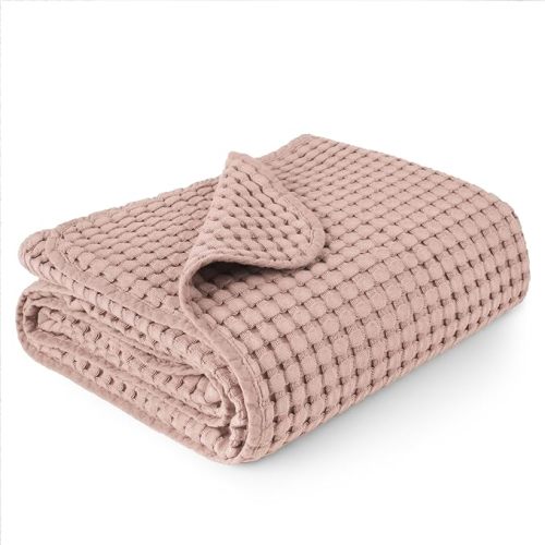 Konssy Waffle Baby Blanket for Boys & Girls, Soft Newborn Swaddle Blanket | Waffle Knit, Cozy Crib Blanket Neutral for Nursery, Stroller & Toddler Bed, Machine Washable, 41" x 37"(Blush Pink)