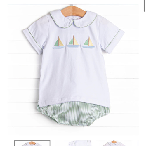 Bayside Boats Embroidered Diaper Set, Green – Stitchy Fish