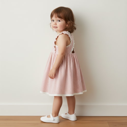 Organic Cross Back Dress - Coral Stripes