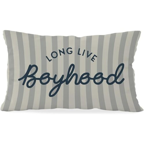Long Live Boyhood Boys Room Throw Pillow Cover 12x20, Playroom Kids Throw Pillows, Blue Decor Pillowcase for Classroom Playroom Nursery Kids Room Toddler Room