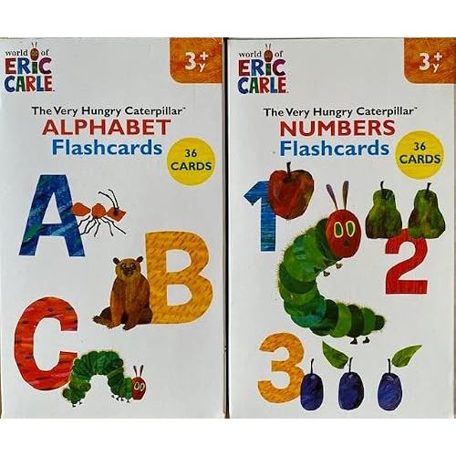 Eric Carle Flash Cards - Alphabet and Numbers - Preschool for Early Learning (72 Cards)