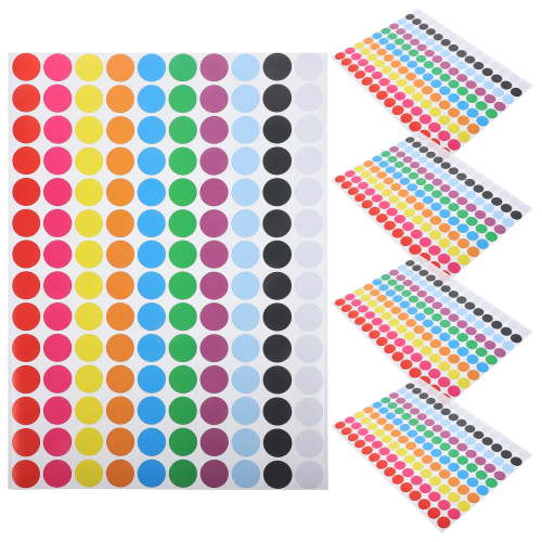Lixi 5 Sheets of Circle Dot Stickers Label Dot Stickers Colored Coding Labels Round Dot Stickers Dot Decals