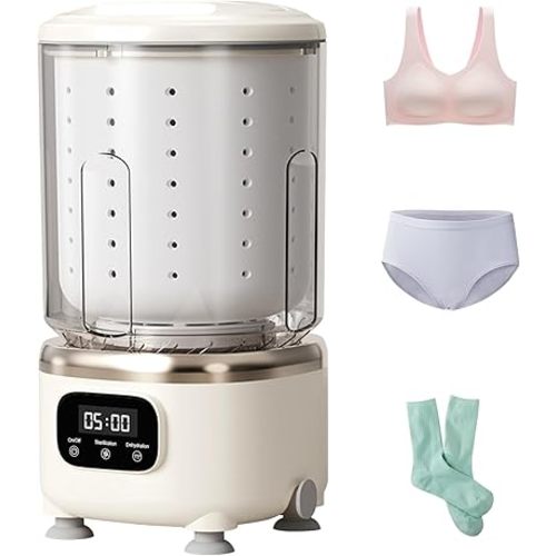 3L White Portable Washer with Spin-Dry Basket, Wash, Rinse, Spin Dry 3-in-1, Cordless Mini Washing Machine for Underwear, Socks, Baby Clothes, Mini Washer Machine for Travel, Apartments, Dorms