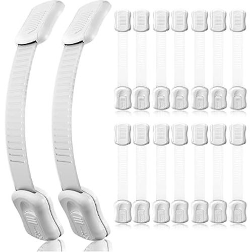 16-Pack Cabinet Locks Baby Proofing - Syican Child Proof Drawer Locks, Multi-Purpose for Drawers, Fridge, Toilet Seat, Trash Can, Ideal Stocking Stuffers, White