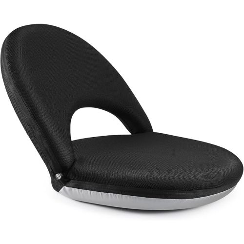 Nnewvante Floor Chair 42-Position Adjustable Floor Seating for Kids Adults with Back Support Folding Floor Seat Cushioned Recliner Meditation Washable Chaise Lounges, Black