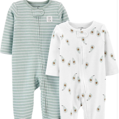Simple Joys by Carter's Baby Boys' 2-way Zip Thermal Footed Sleep and Play, Pack of 2