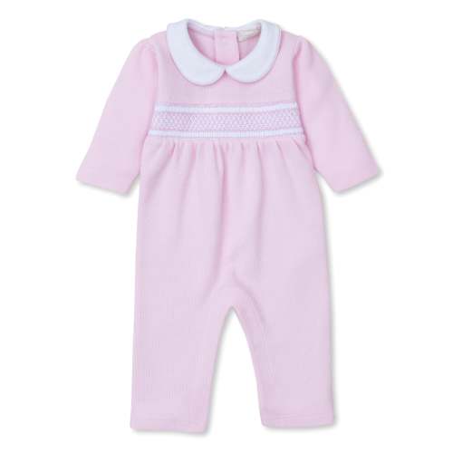 CLB Punto Ingles Pink Hand Smocked Playsuit