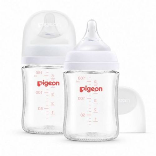 Pigeon Nurture & Nest Wide-Neck Anti-colic Glass Baby Bottles with Nipples - 5 fl oz/2pk