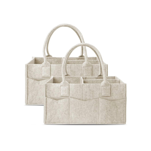 Cute Castle 2 Pack Diaper Caddy Organizer - Portable Baby Caddy Organizer with Handle, Nursery Storage Bin and Car Organizer for Girls, Boys - Baby Gift Basket - Oatmeal